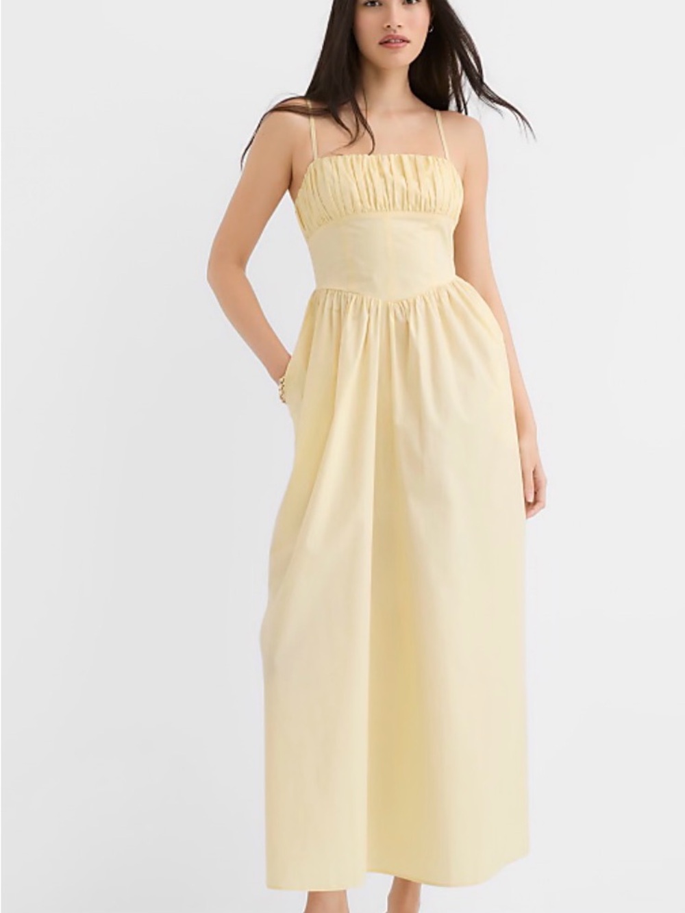 LOFT Pale Yellow Maxi Dress with Spaghetti Straps
